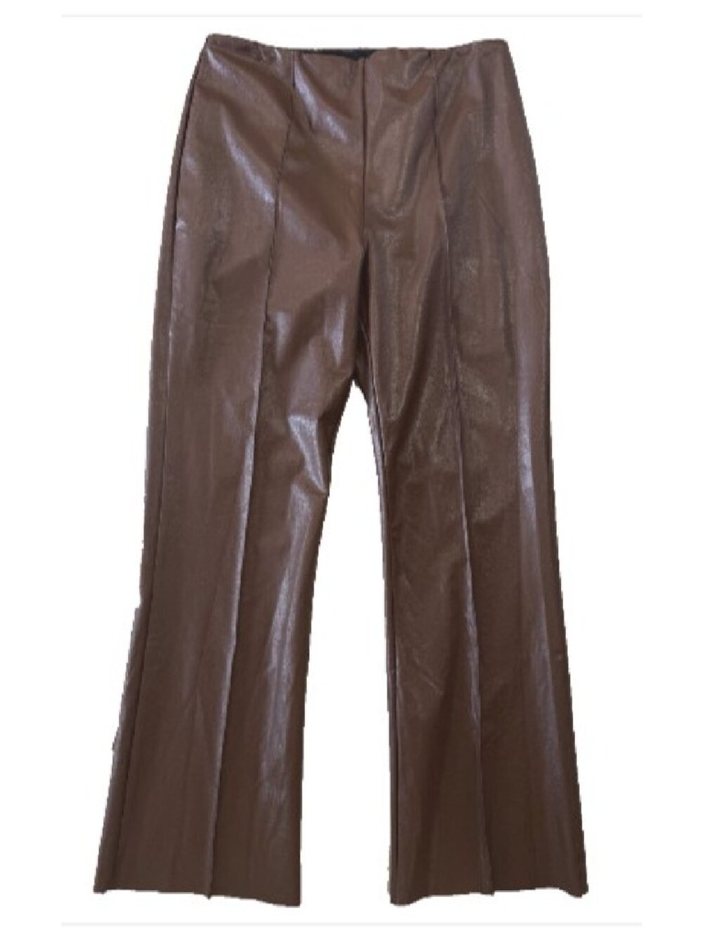 Lysse Brown Faux Leather Pants Womens L Elastic Waist Pull On Pleat Baddie 12-14